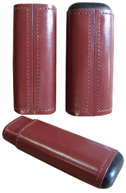  havana Leather Cigar Case Sienna Brown Cedar Wood 2 Sticks